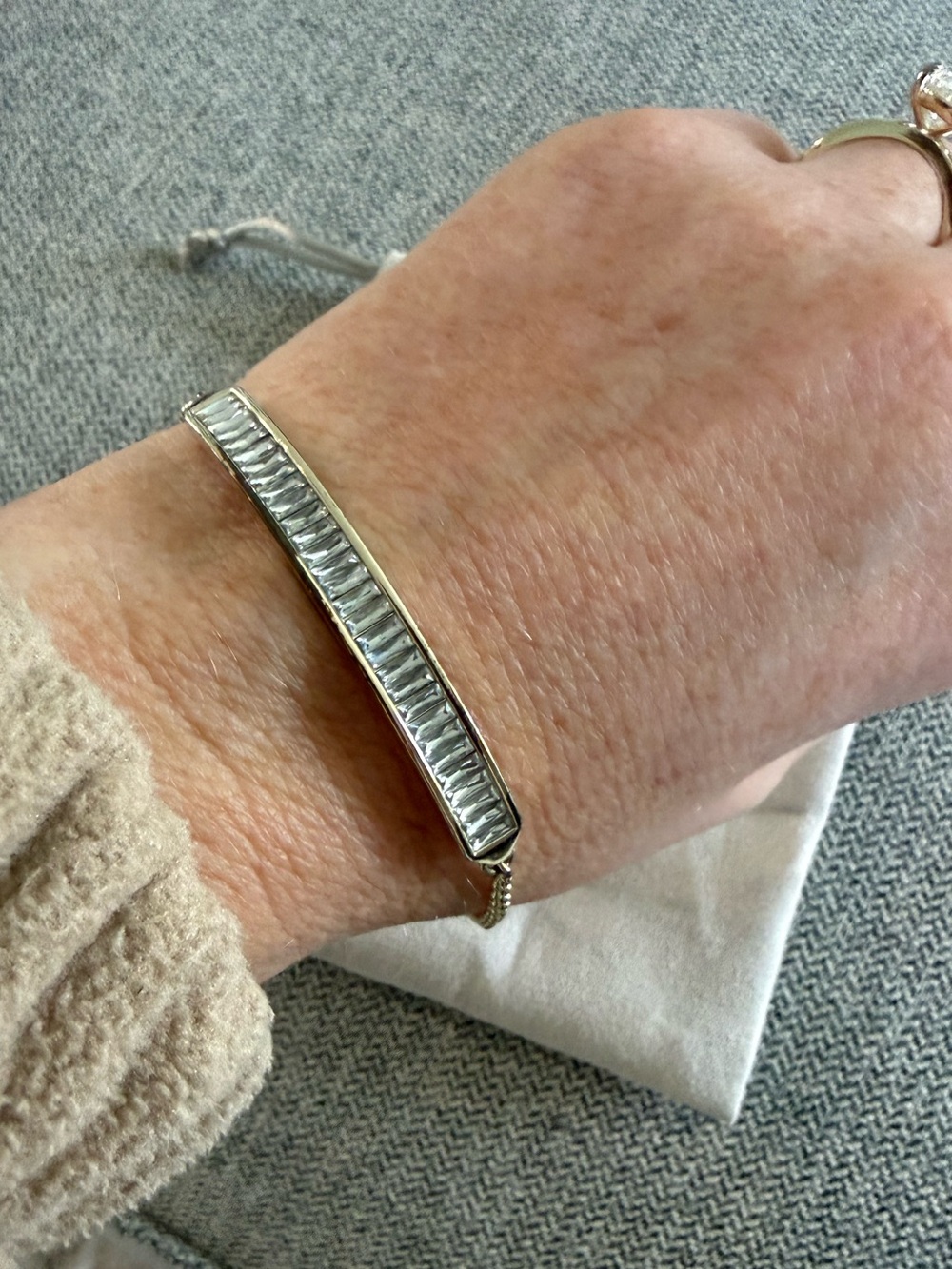 Kendra Scott Silver Bar Bracelet with Clear Crystals